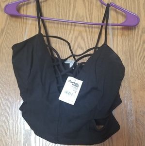 NWT Charlotte Rouse Black Crop Top